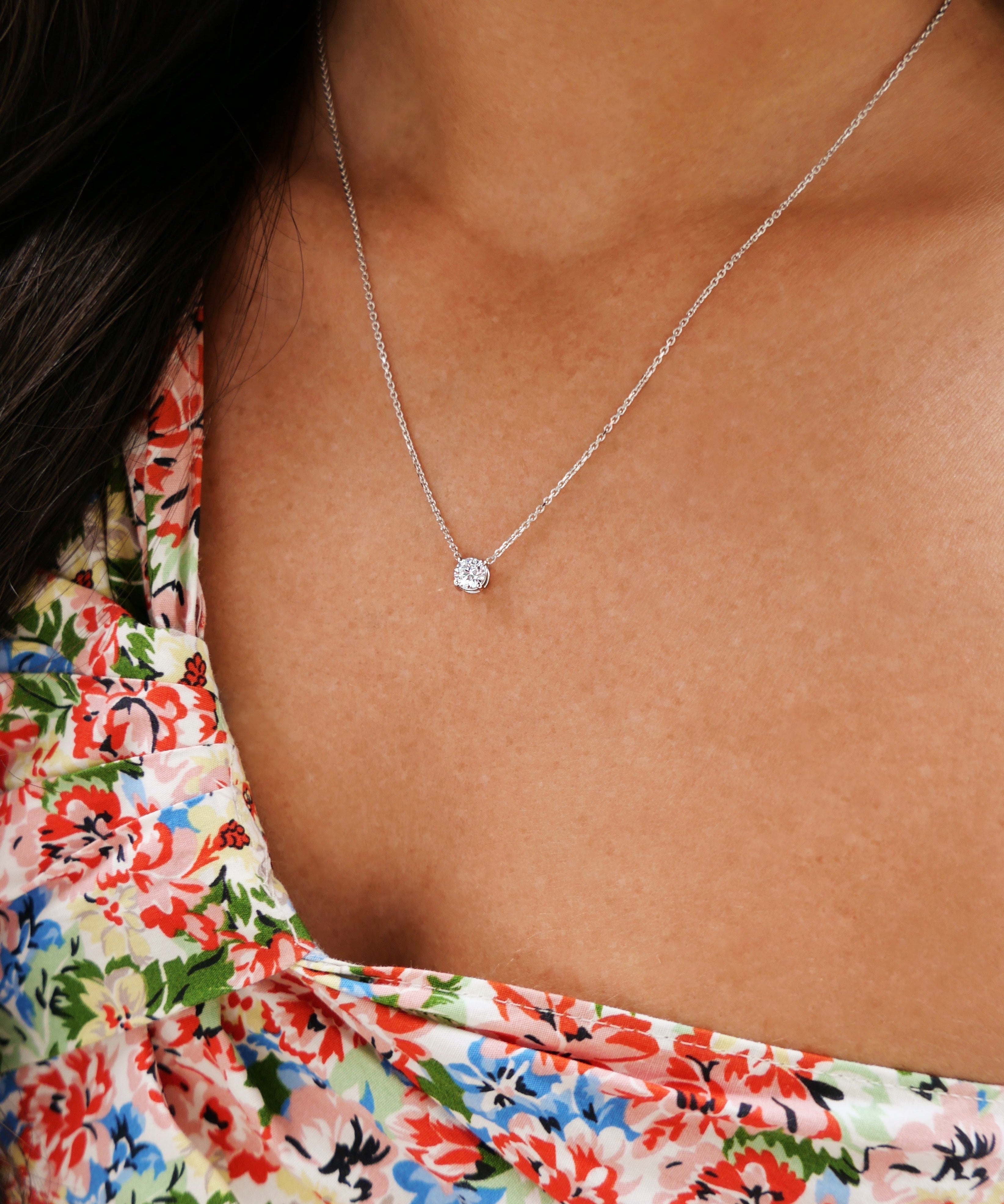 0.50 CT Round Solitaire Lab Grown Diamond Necklace