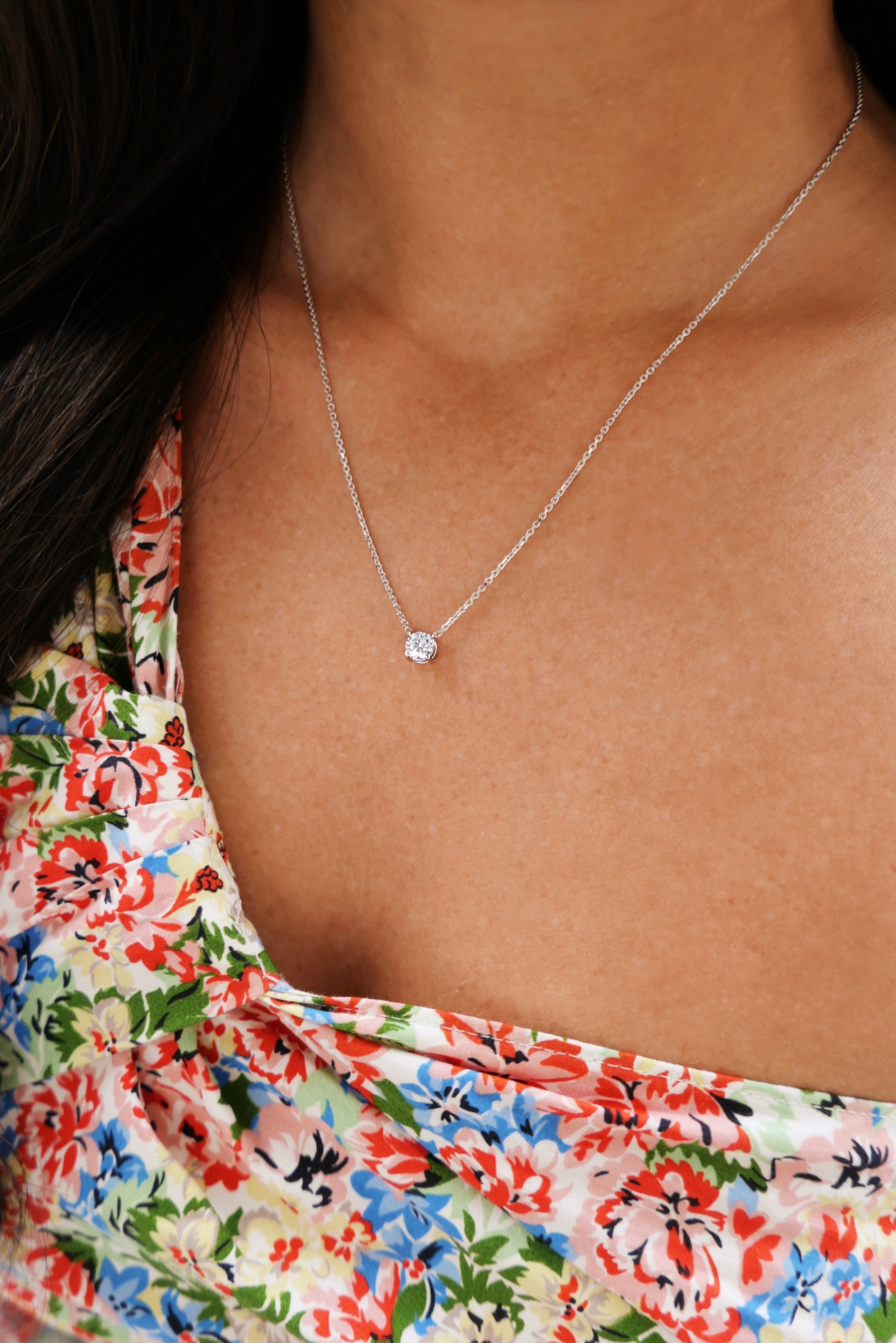 0.50 CT Round Solitaire Lab Grown Diamond Necklace