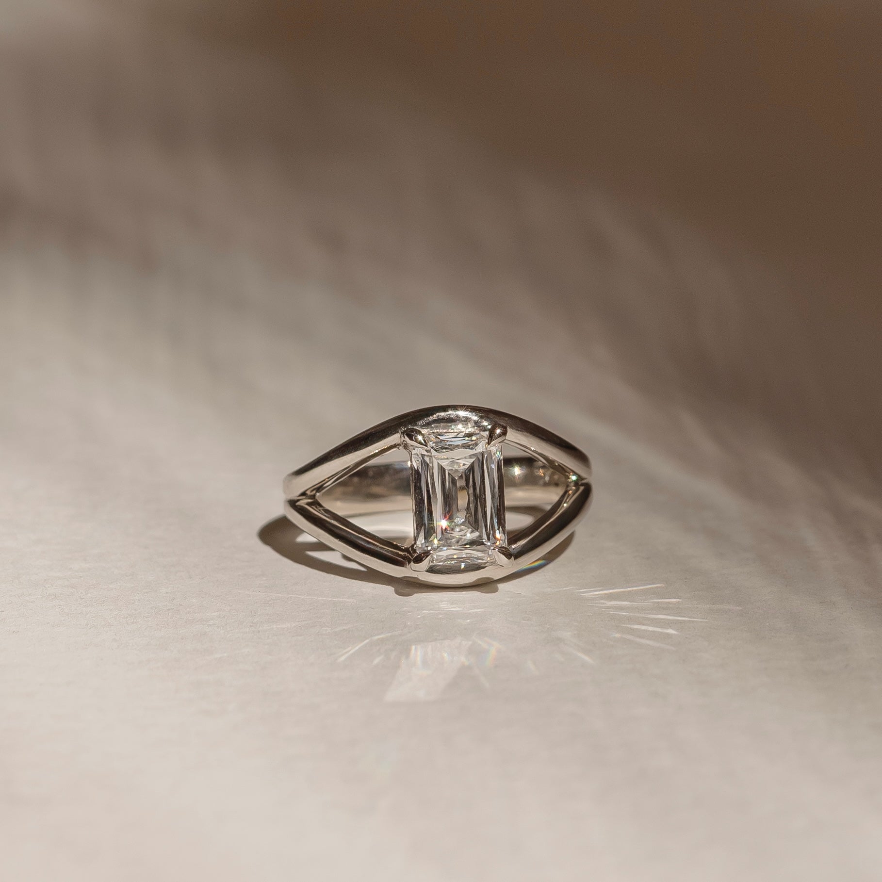 2 CT Radiant Split Shank Lab Grown Diamond Engagement Ring