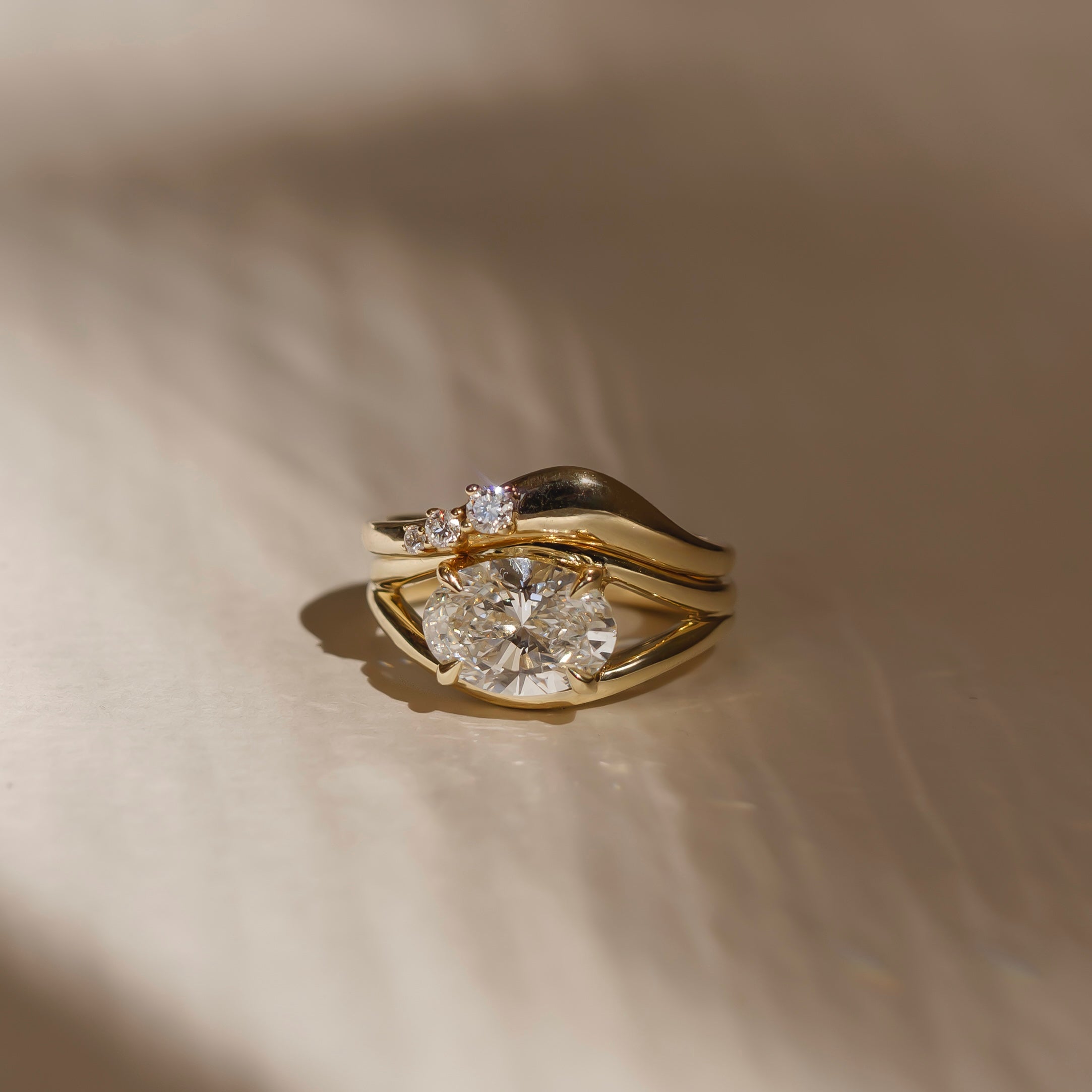2 CT East-West Oval Split Shank Lab Grown Diamond Engagement Ring