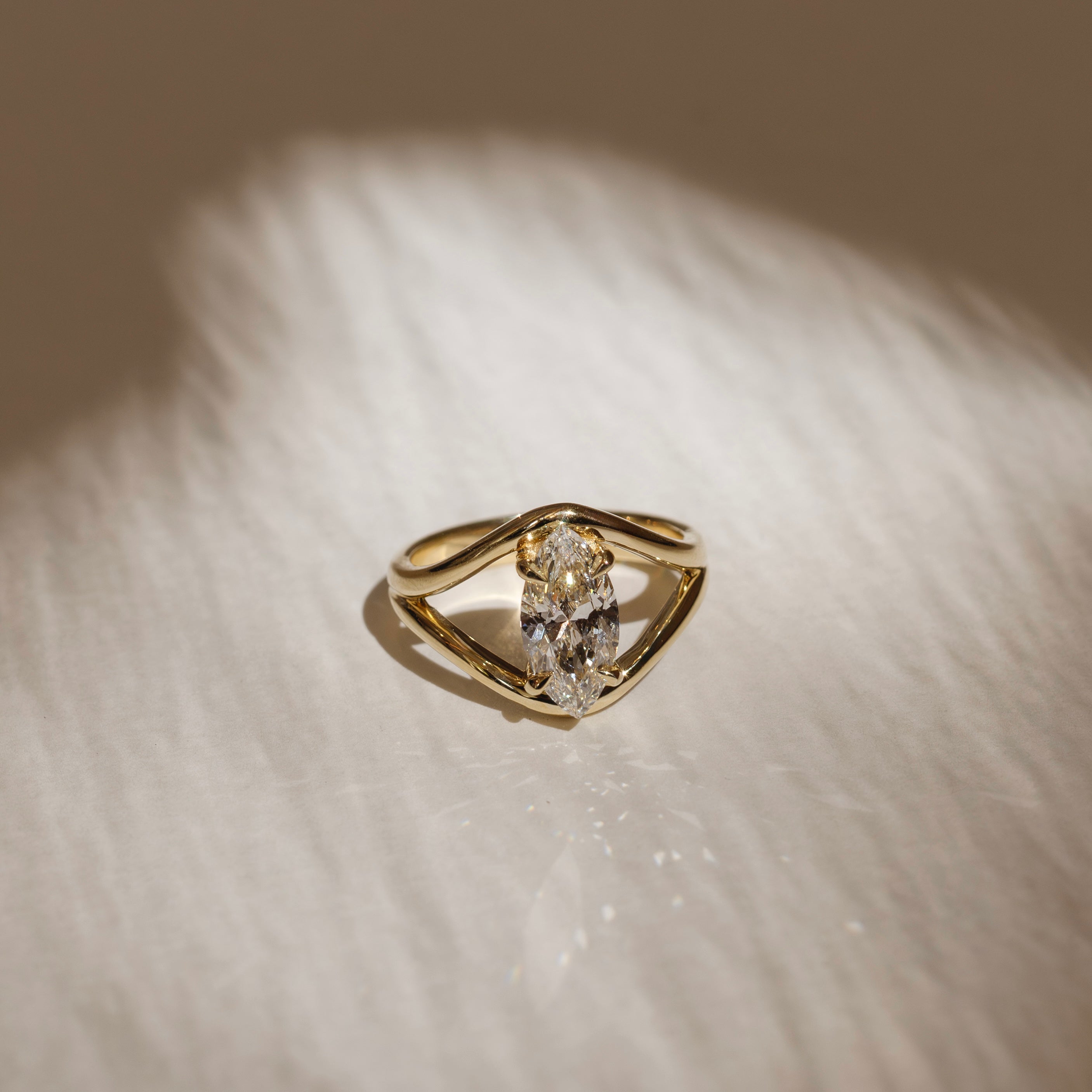 2 CT Marquise Split Shank Lab Grown Diamond Engagement Ring