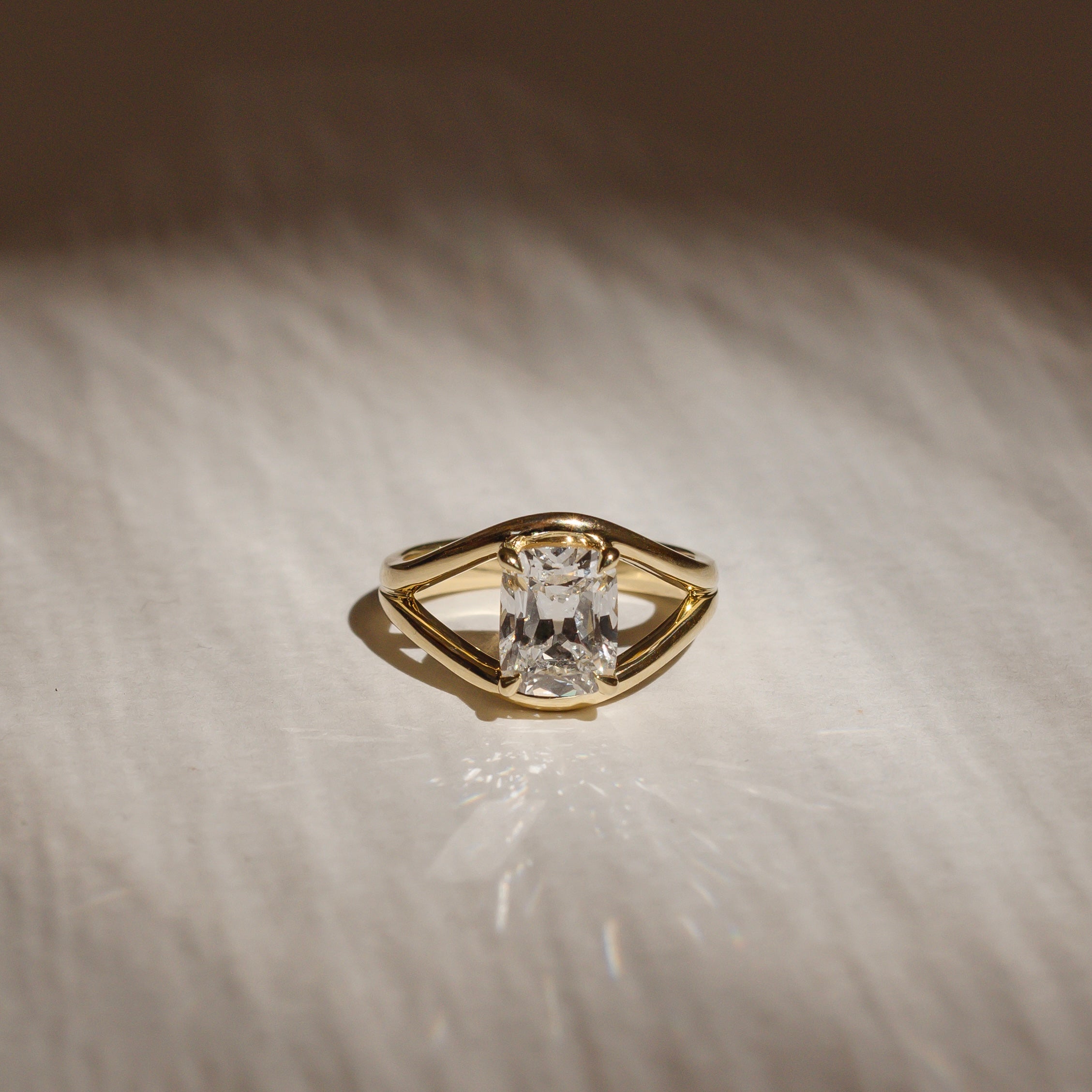 2 CT Elongated Cushion Split Shank Lab Grown Diamond Engagement Ring