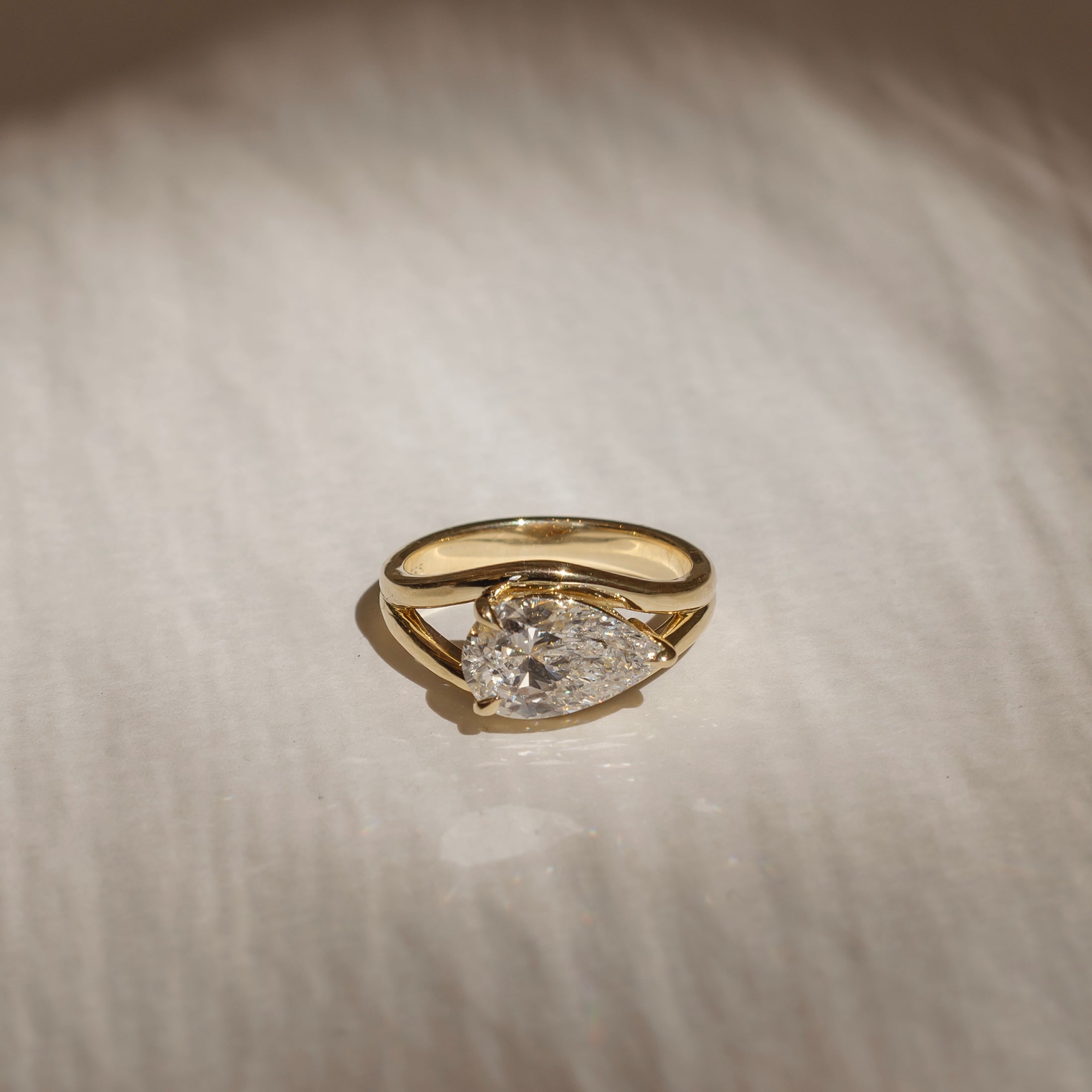 2 CT East-West Pear Split Shank Lab Grown Diamond Engagement Ring
