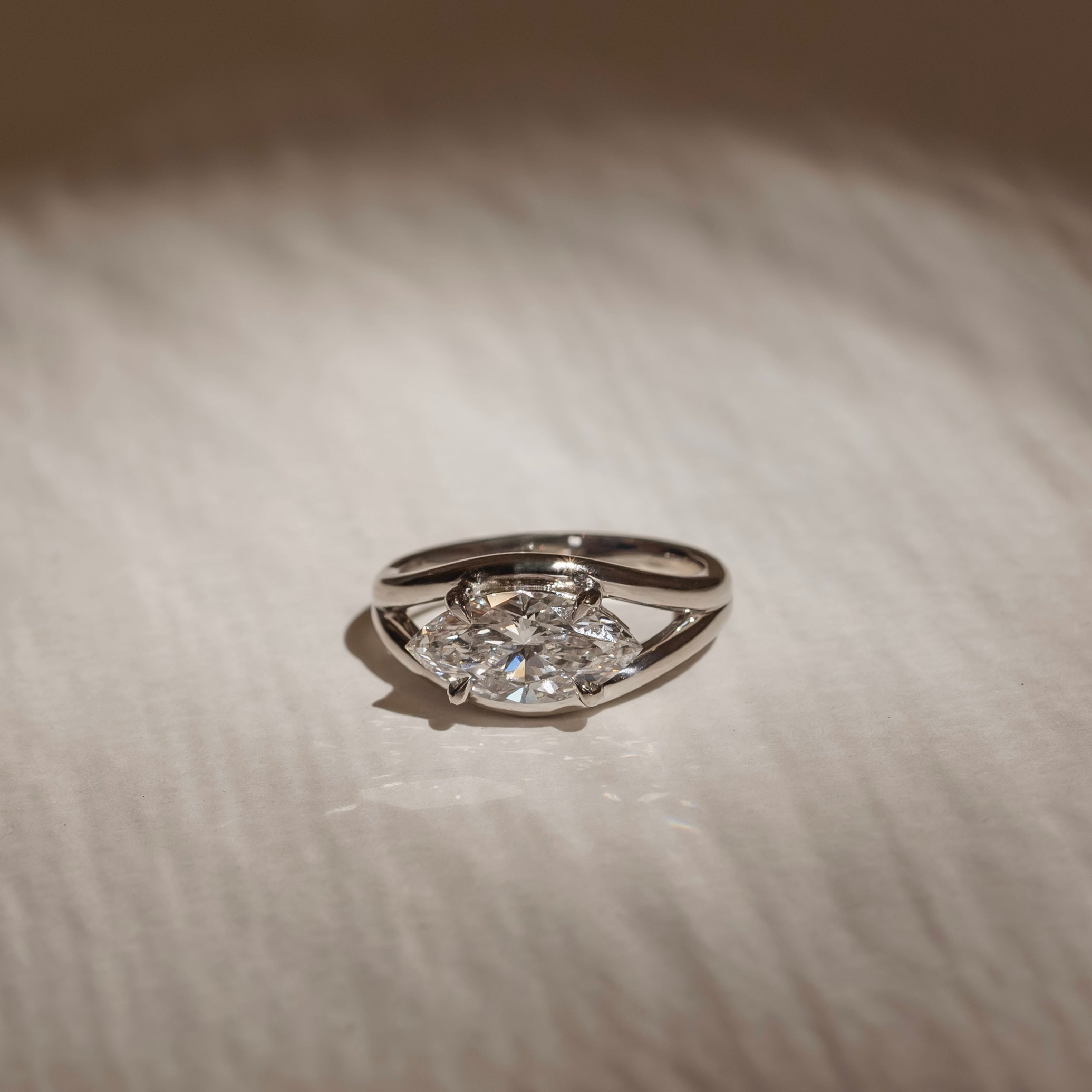 2 CT East-West Marquise Split Shank Lab Grown Diamond Engagement Ring