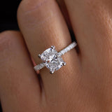 Cushion Lab Grown Diamond Pave Style Engagement Ring