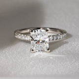Cushion Lab Grown Diamond Pave Style Engagement Ring