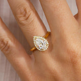Pear Lab Grown Diamond Halo Style Engagement Ring
