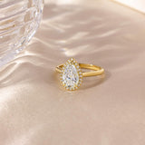 Pear  Lab Grown Diamond Halo Style Engagement Ring