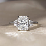 Radiant Lab Grown Diamond Three Stone Engagement Ring