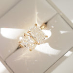 2 TCW Oval & Radiant Toi Et Moi Moissanite Engagement Ring