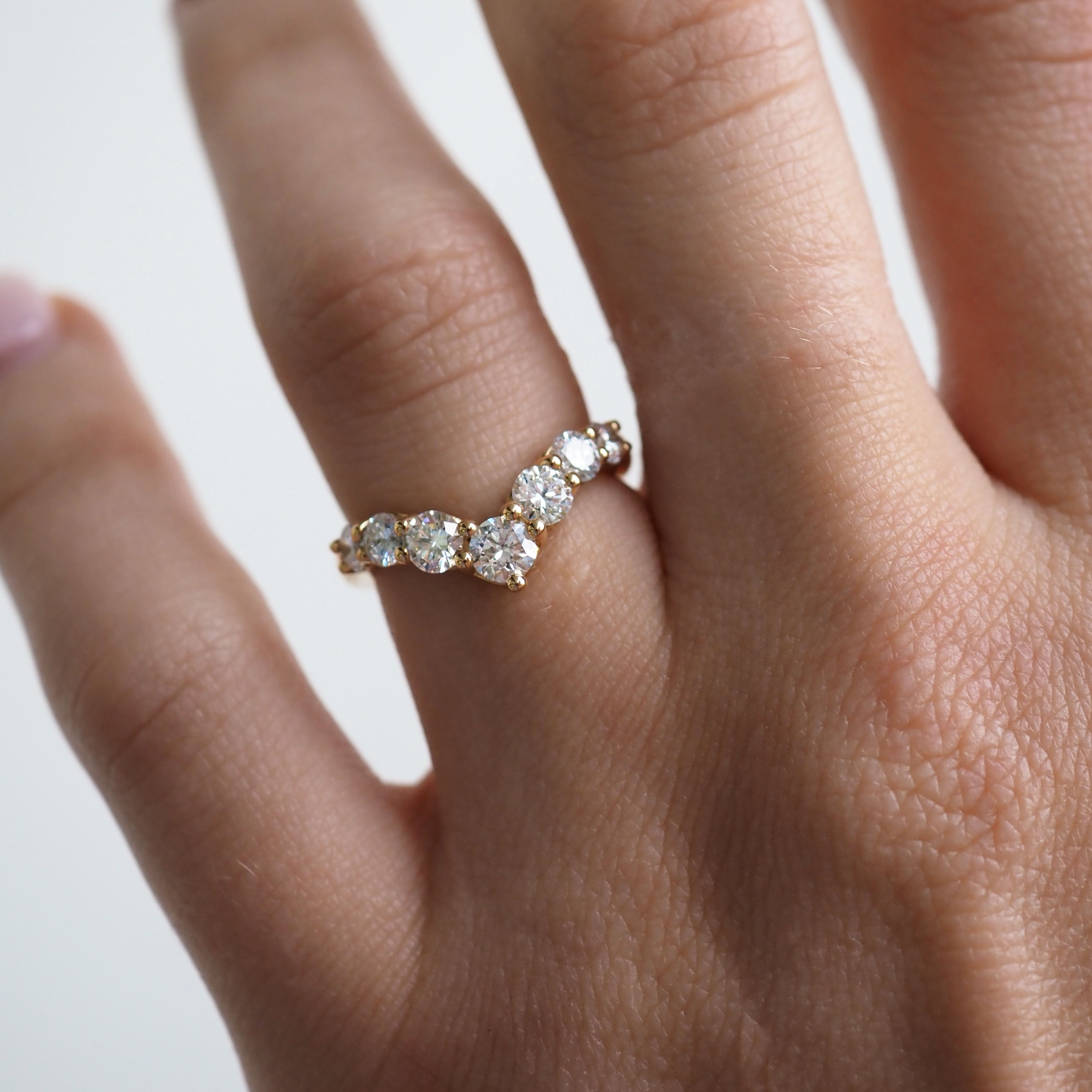 1.10 TCW Round Curved Moissanite Wedding Band