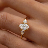 Pear  Lab Grown Diamond Three Stone Style Engagement Ring