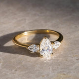 Pear  Lab Grown Diamond Three Stone Style Engagement Ring