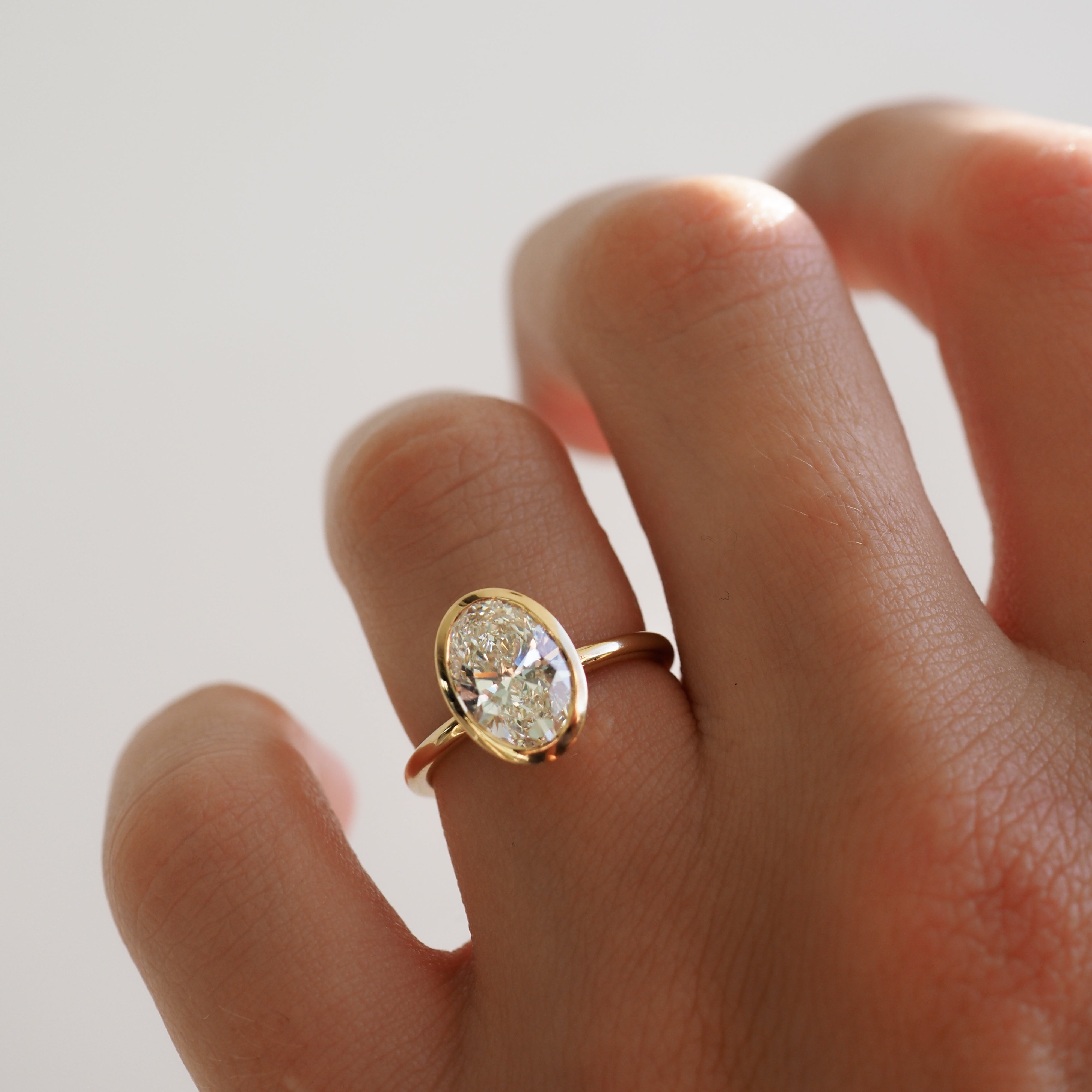 1.5 CT Oval Bezel Moissanite Engagement Ring