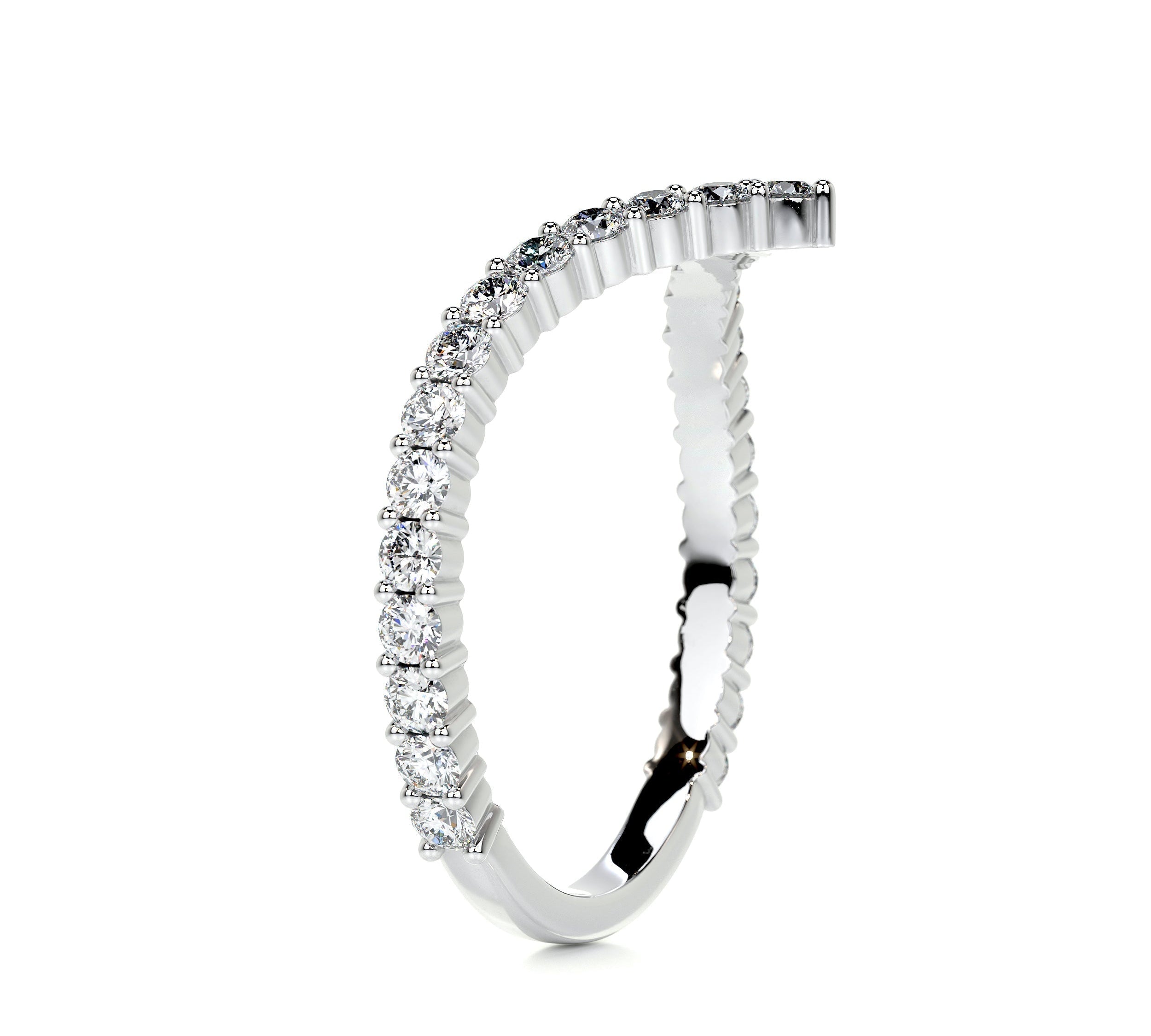 0.5 CT Round Curved CVD EF/VVS Diamond Wedding Band 3