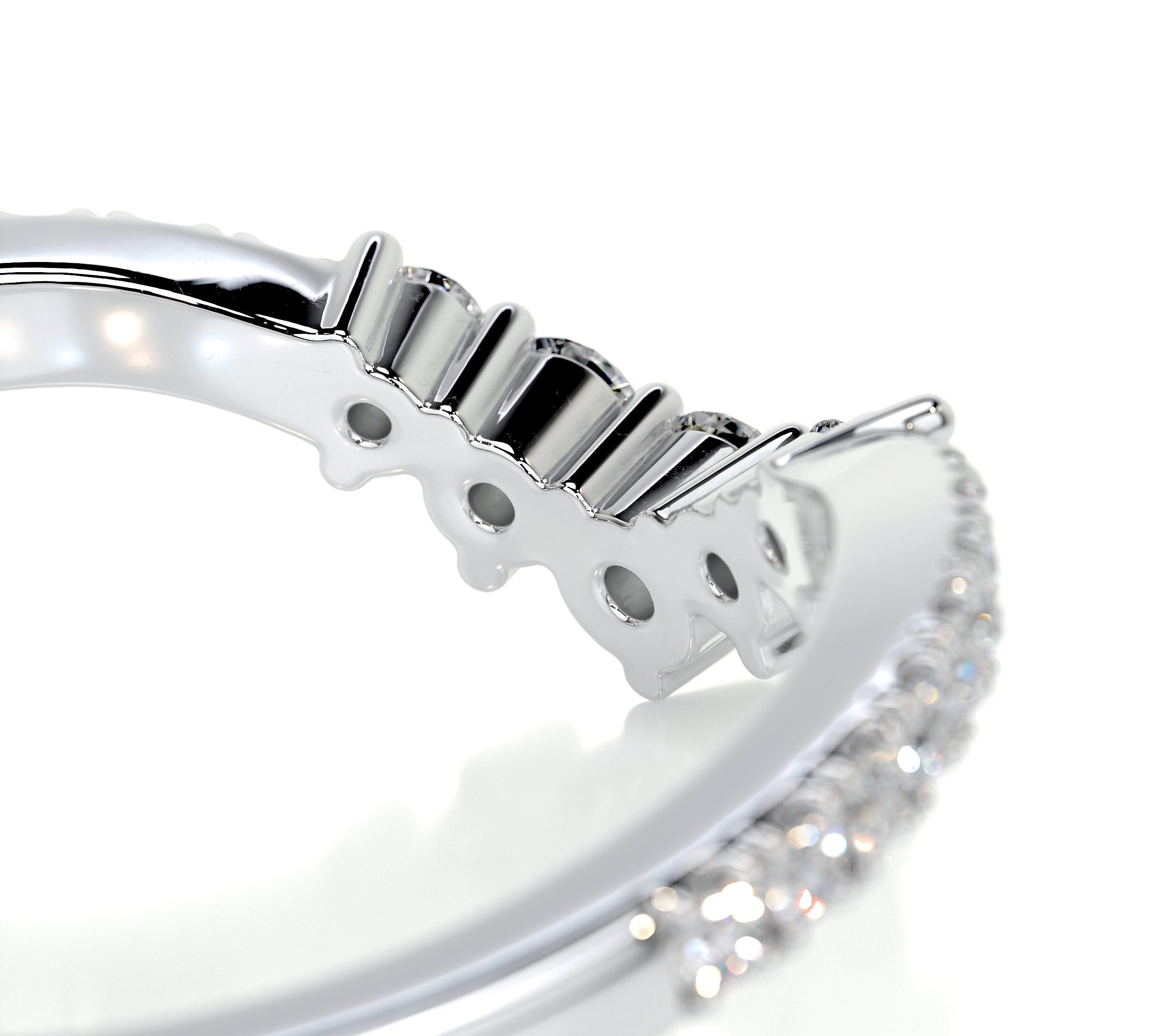 0.35 CT Round Curved CVD EF/VVS Diamond Wedding Band 2