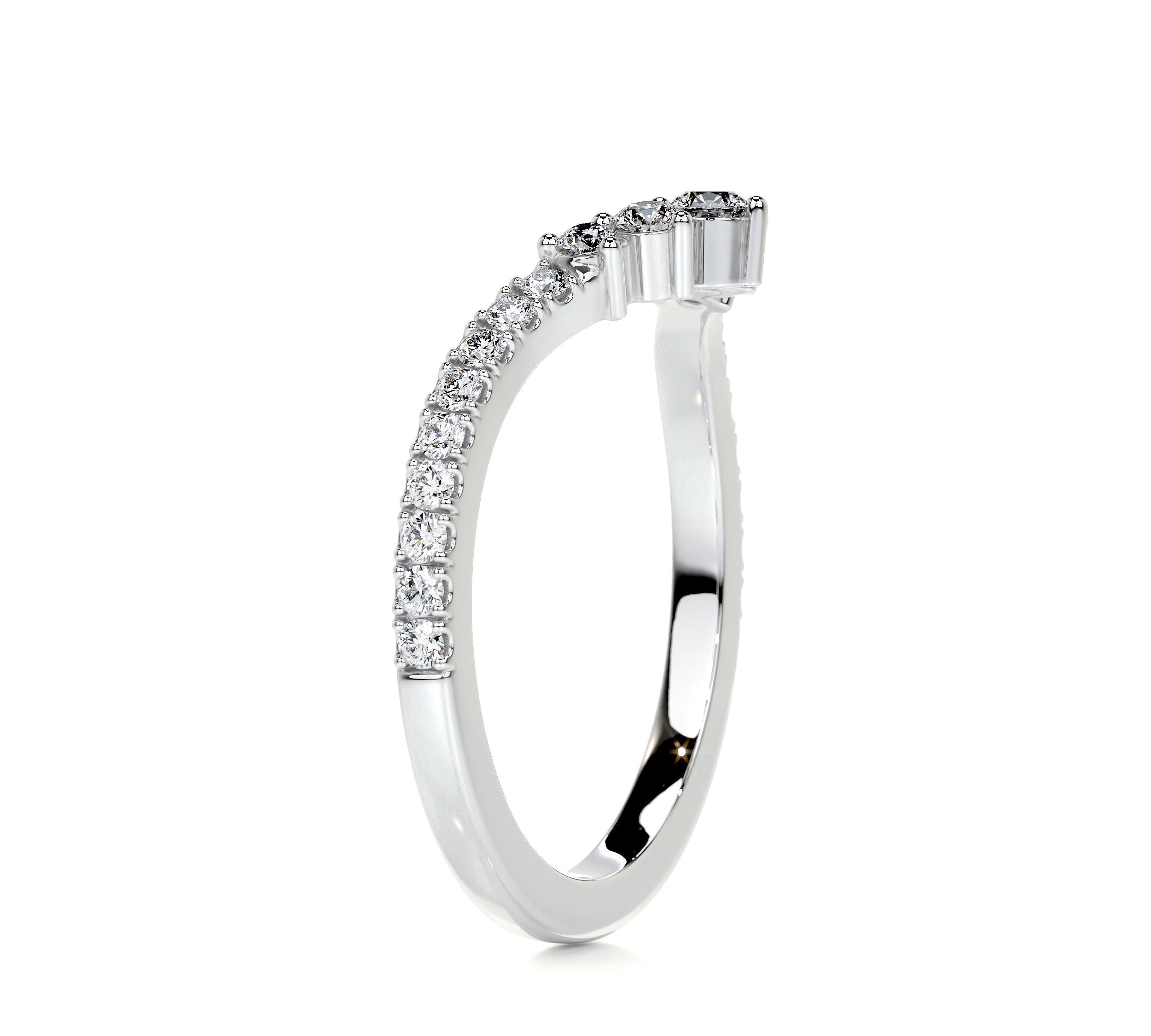 0.35 CT Round Curved CVD EF/VVS Diamond Wedding Band 3