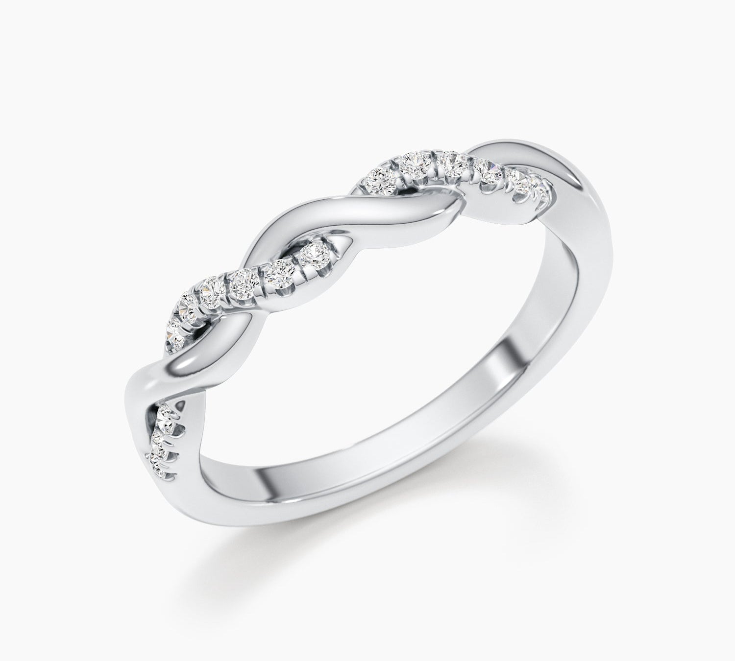 0.2 CT Round Twisted Lab Grown Diamond Wedding Band