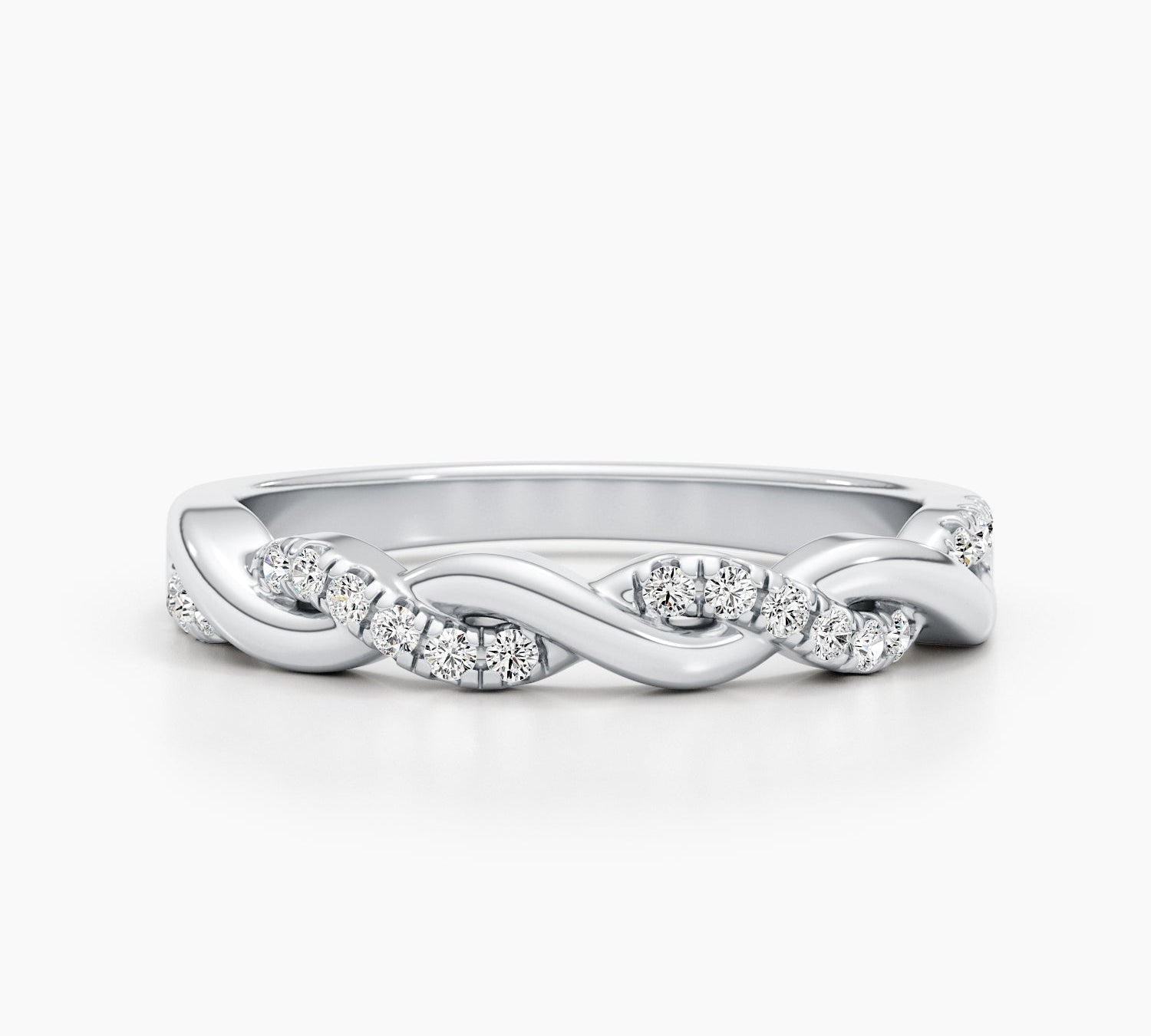 0.2 CT Round Twisted Lab Grown Diamond Wedding Band