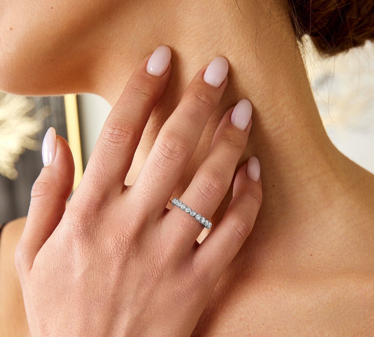 1.65 CT Round Bezel Full Eternity Lab Grown Diamond Wedding Band