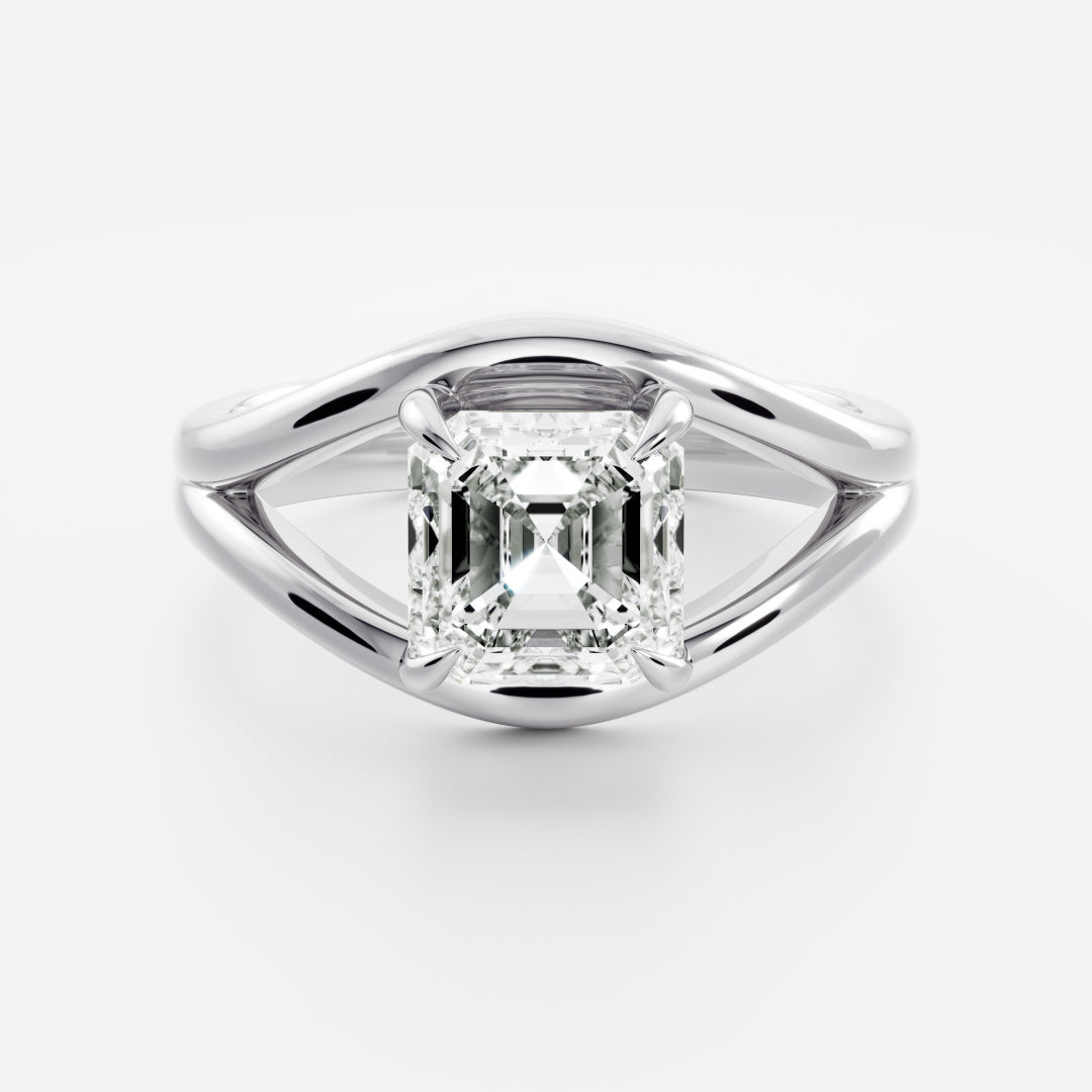 2 CT Asscher Split Shank Lab Grown Diamond Engagement Ring