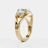 2.5 CT Oval Three Stone Split Shank Lab Grown Diamond Engagement Ring