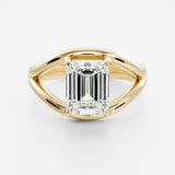 2 CT Emerald Split Shank Lab Grown Diamond Engagement Ring