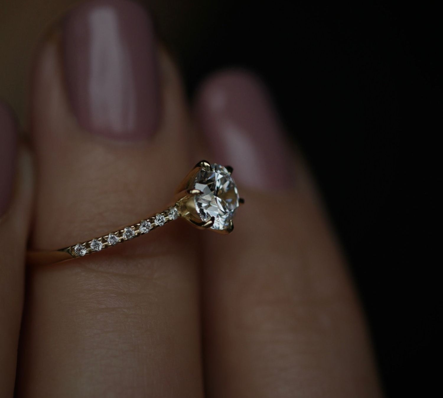 Round Cut Pave Lab Grown Diamond Engagement Ring