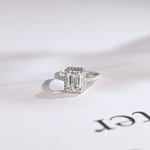 Stunning 1.0 - 2.0 CT Emerald Moissanite Engagement Ring with Pave and Halo Design 1