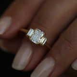 1.18 CT Radiant Three Stones Lab Grown Diamond Engagement Ring