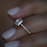 Emerald Cut Pave Lab Grown Diamond Engagement Ring