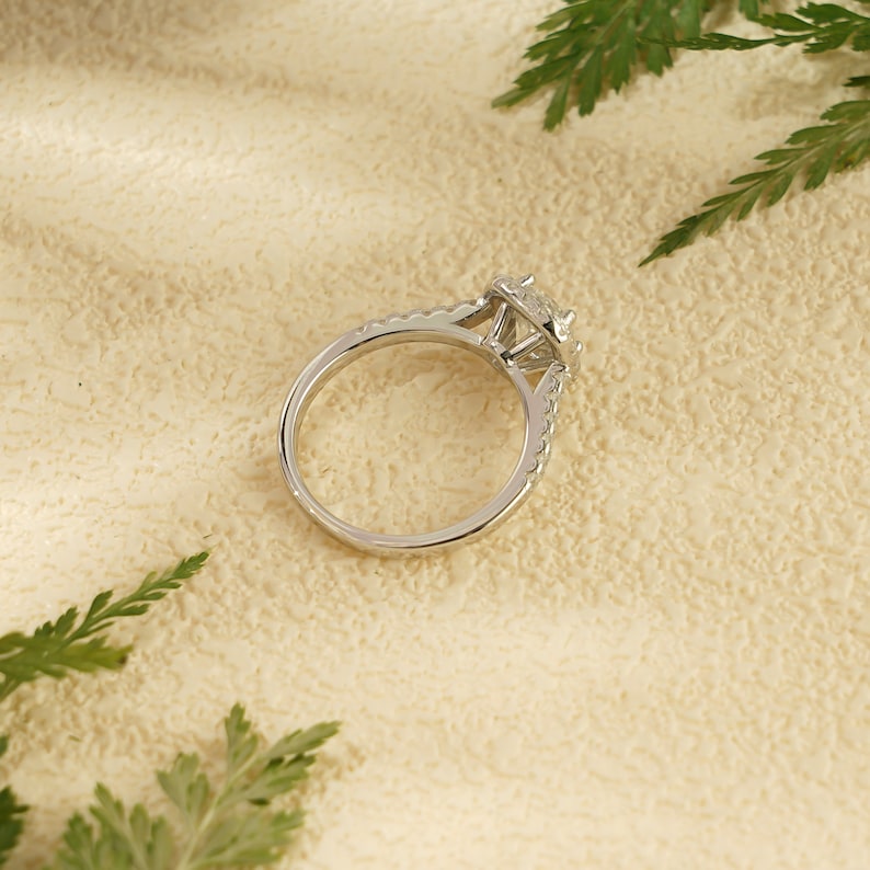 Stunning 1.0 - 2.0 CT Cushion Moissanite Engagement Ring With Halo Design 10