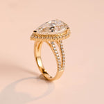 Stunning 2.0 - 4.0 CT Pear Moissanite Engagement Ring with Pave & Halo Design 8
