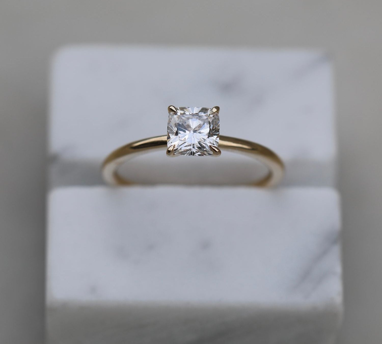 Cushion Solitaire Lab Grown Diamond Engagement Ring