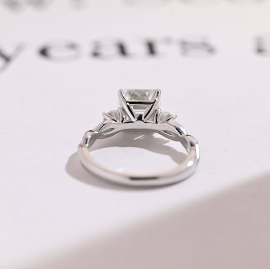 Stunning 1.0 - 2.0 CT Asscher Moissanite Engagement Ring With Twisted Pave Design 3