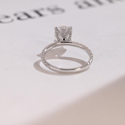 Stunning 1.0 - 2.0 CT Pear Moissanite Engagement Ring with Pave Design 3
