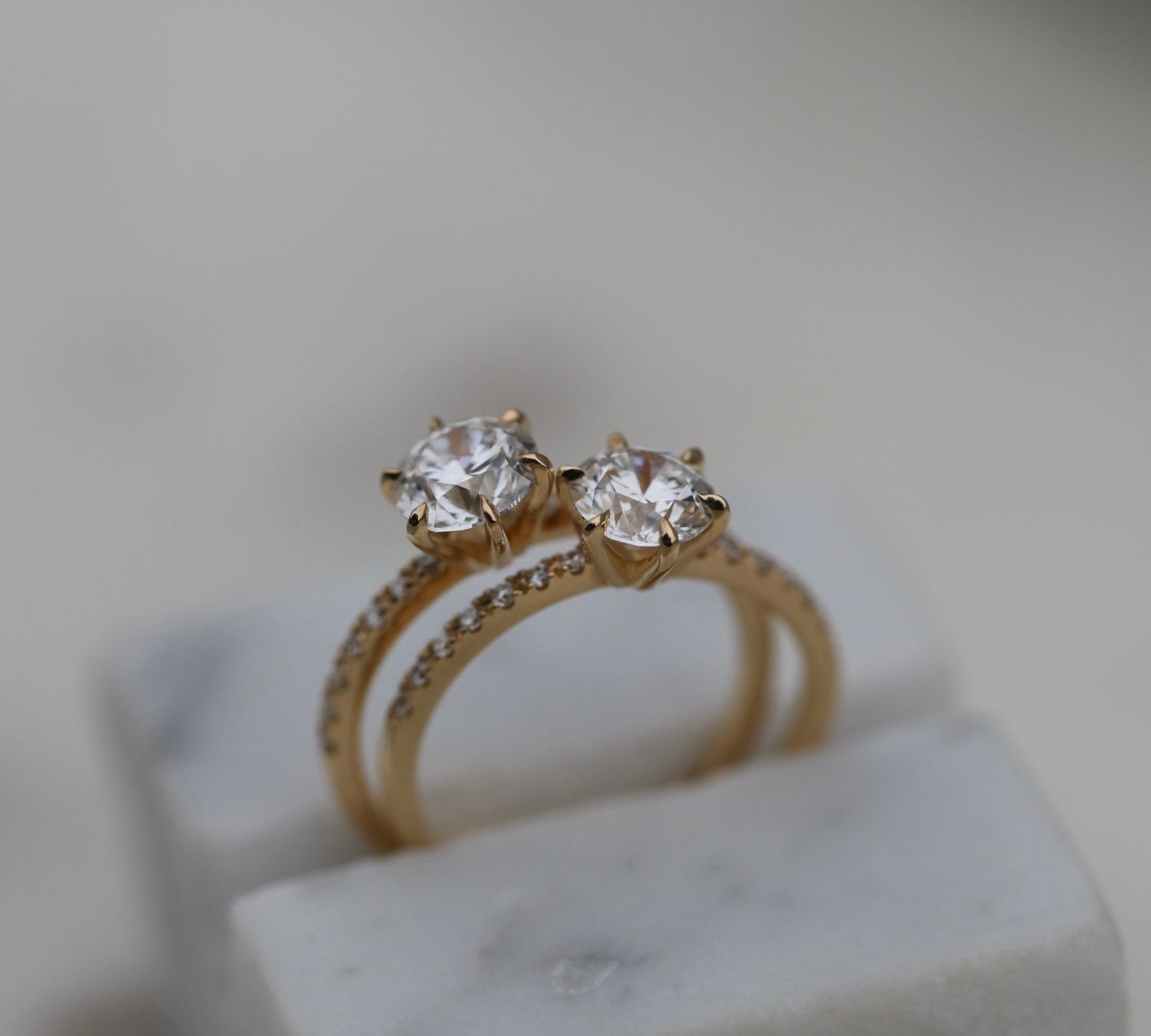 Round Cut Pave Lab Grown Diamond Engagement Ring