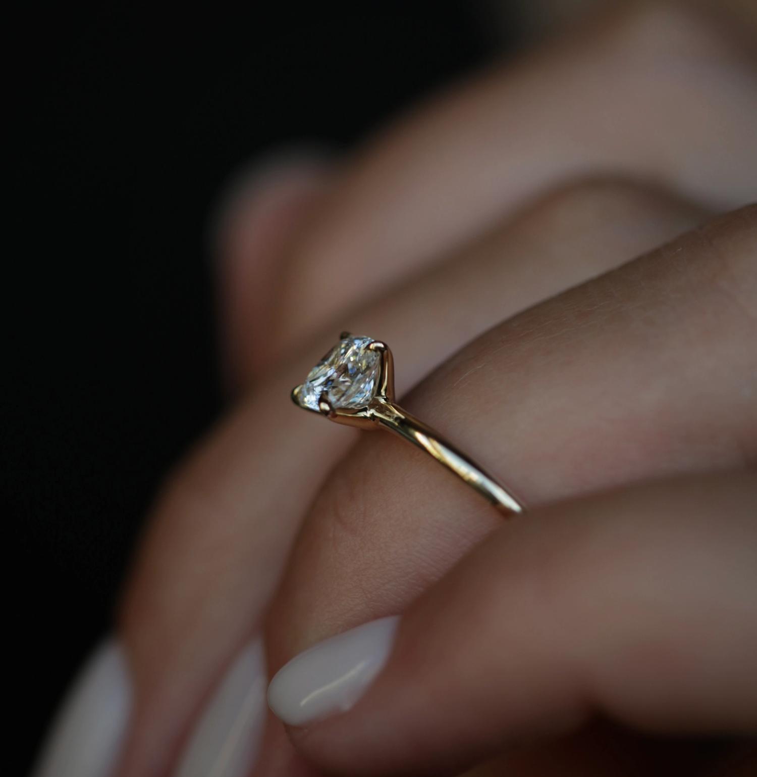 Cushion Solitaire Lab Grown Diamond Engagement Ring