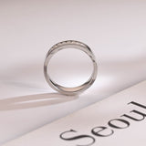 Delicate Moissanite Band with 0.20 TCW Emerald Cut Stones in Solid Gold 8