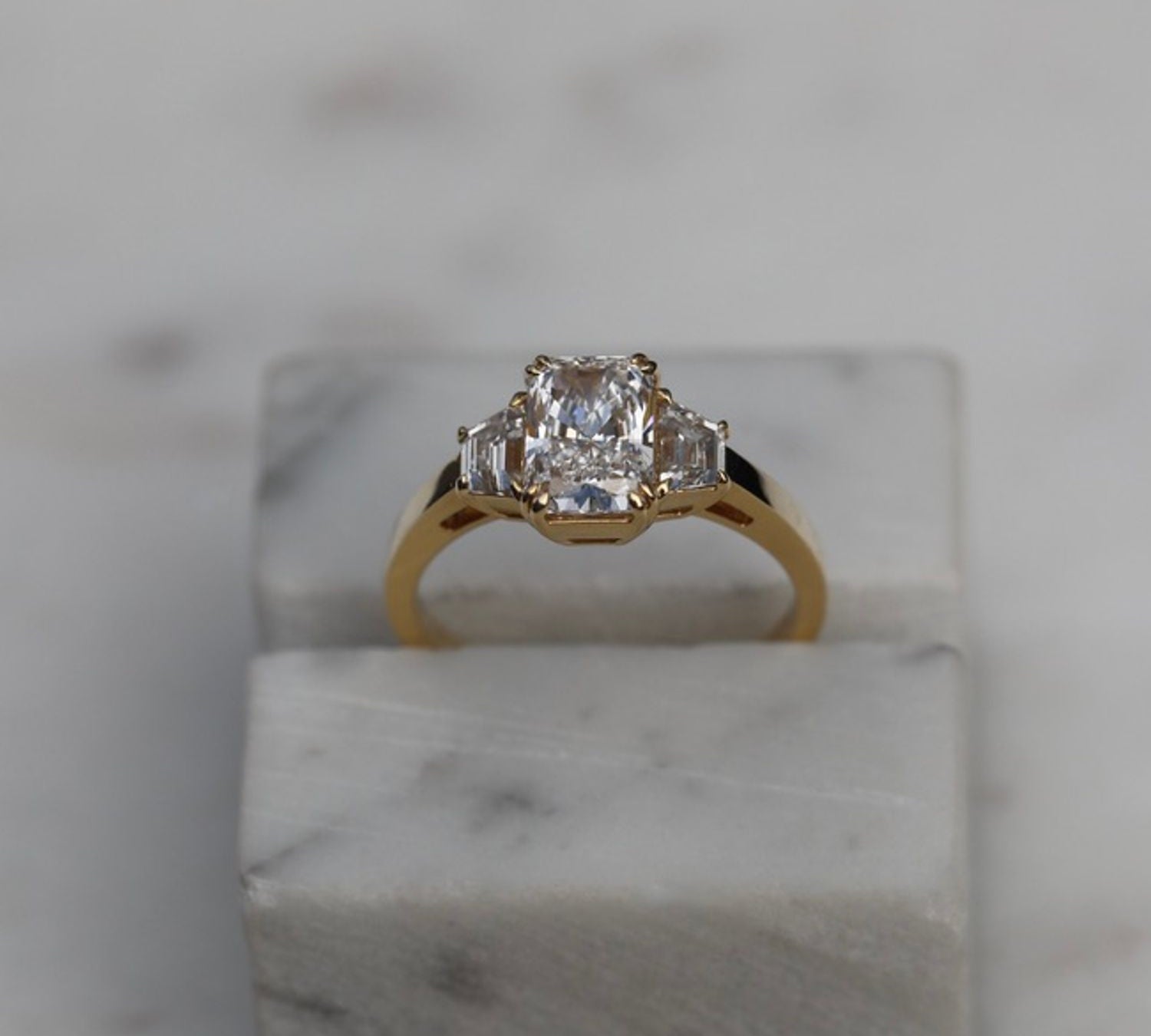 1.50 CT Radiant Three Stones Lab Grown Diamond Diamond Engagement Ring