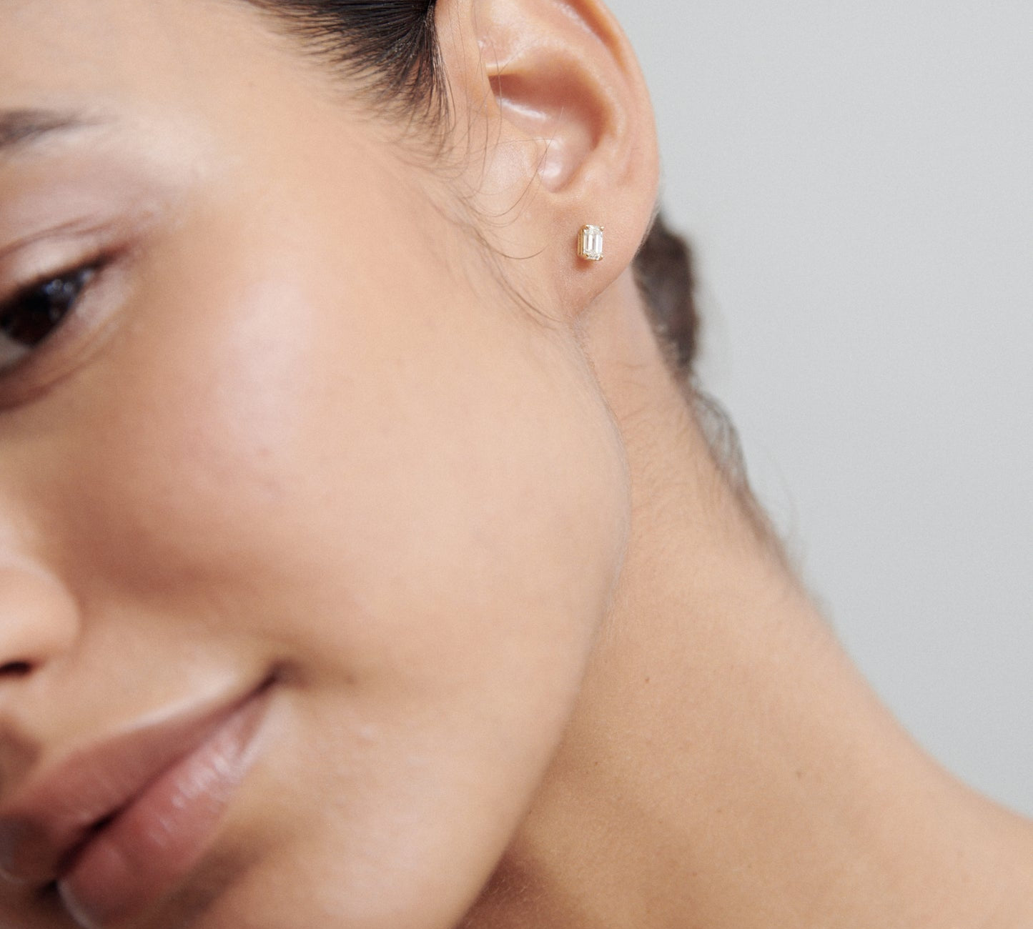 1.0 TCW Emerald Cut Lab Grown Stud Earrings