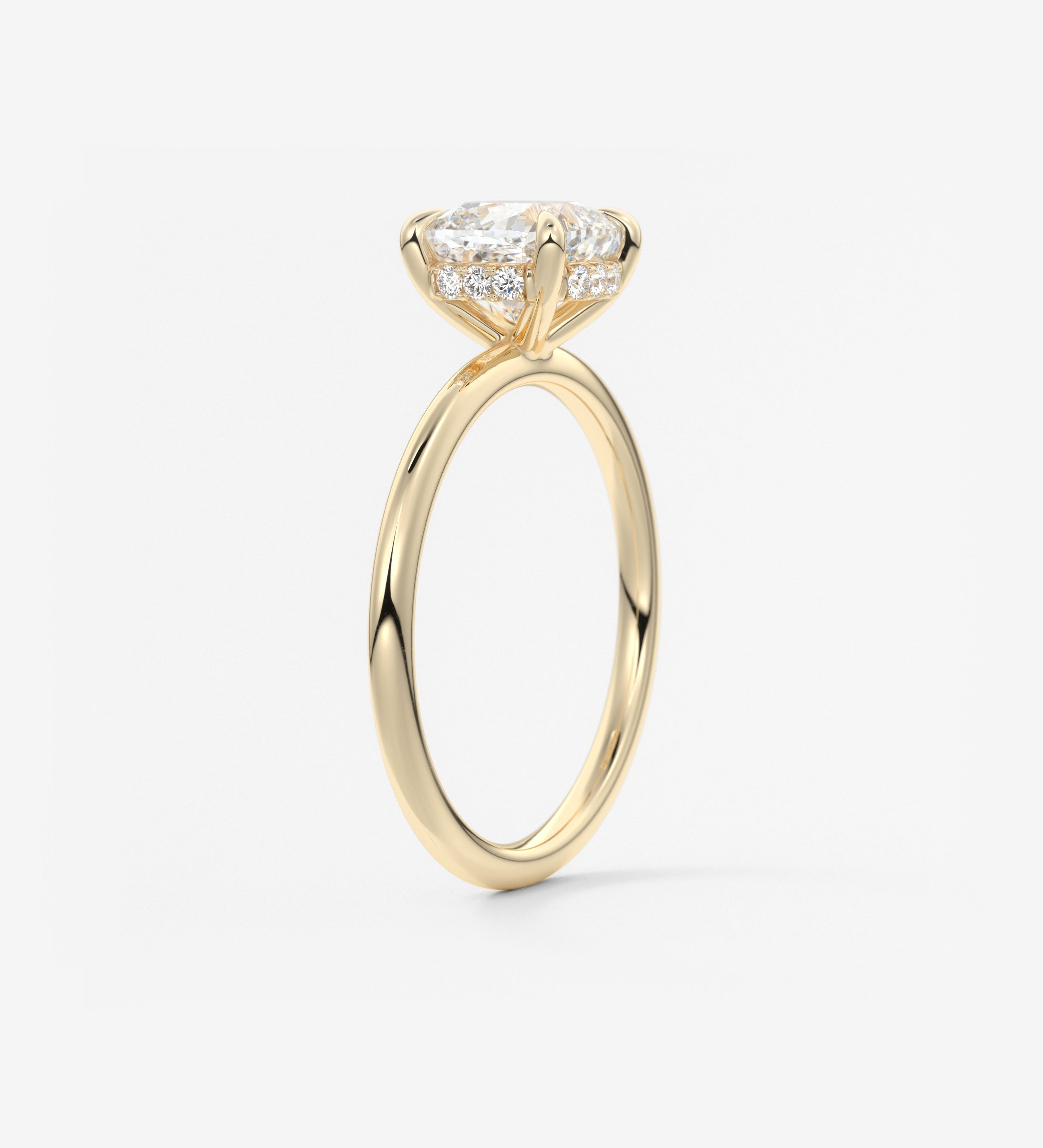 Cushion Hidden Halo Lab Grown Diamond Engagement Ring