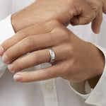 0.08 CT Cushion Moissanite Two Stone Men's Wedding Band in Solid Gold 1