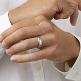 0.08 CT Cushion Moissanite Two Stone Men's Wedding Band in Solid Gold 1