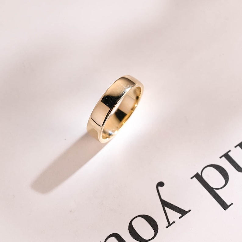 Delicate Men's Wedding Minimalistic Band in Solid Gold 10