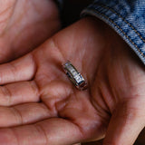 Delicate Moissanite Band with 0.20 TCW Emerald Cut Stones in Solid Gold 5