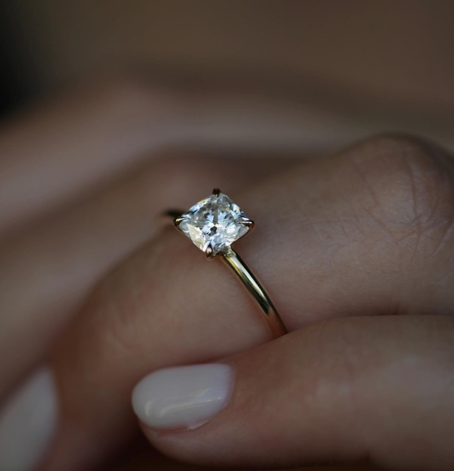 Cushion Solitaire Lab Grown Diamond Engagement Ring