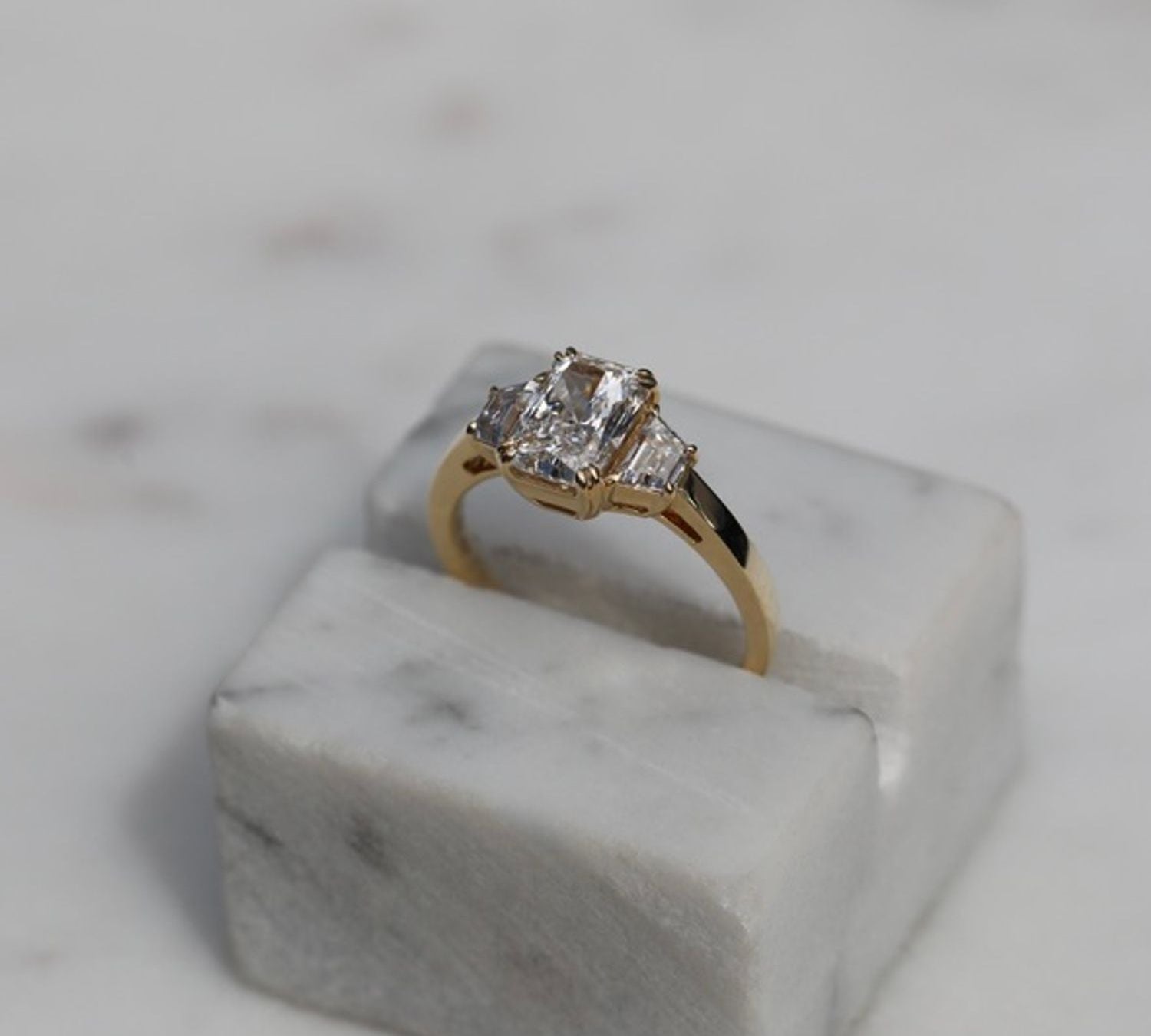 1.50 CT Radiant Three Stones Lab Grown Diamond Diamond Engagement Ring