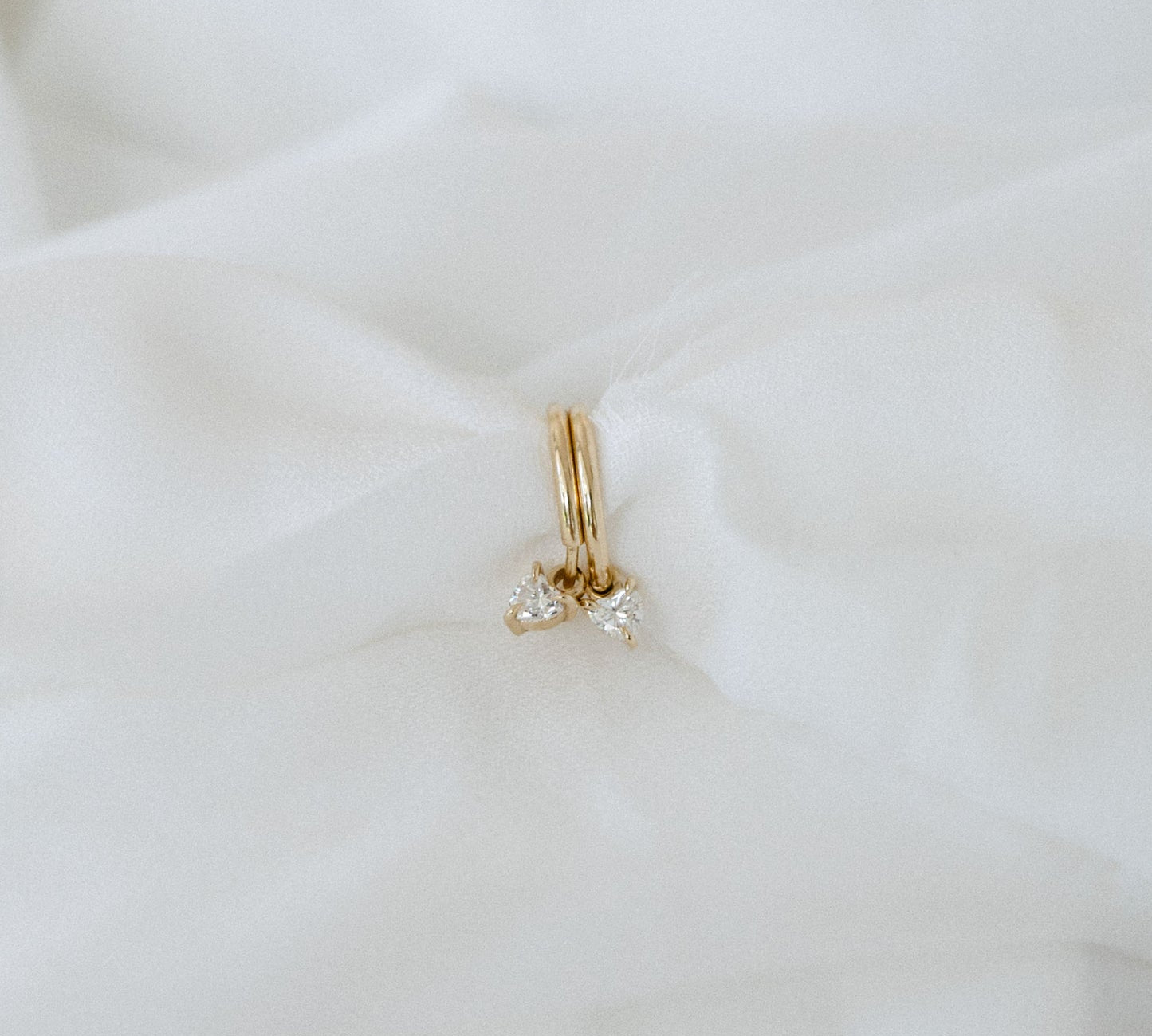 0.20 TCW Heart Cut Lab Grown Hoops Earrings