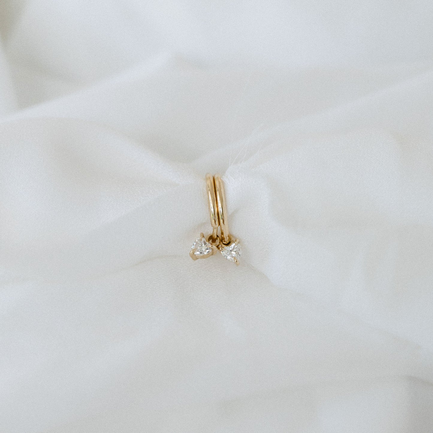 0.20 TCW Heart Cut Lab Grown Hoops Earrings